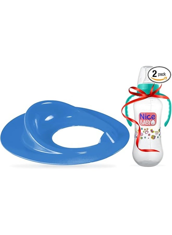 Nice Baby Toilet Potty Blue & Feeding bottle with hand 280 ml Green Gift 2 Piece - Image 1